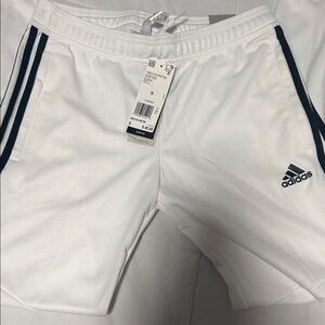 Adidas Men's White Shorts with Black Stripes